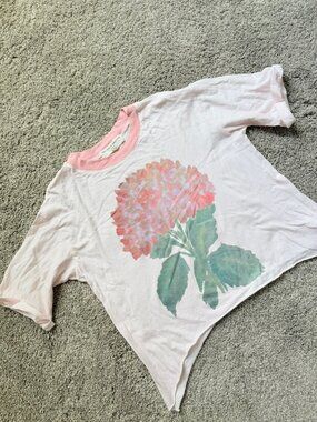 Urban Outfitters Project Social T Pink Floral Ringer T-Shirt Oversized Size XS